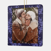 Happy Couple CUSTOM Navy Blue Weihnachten Keramikornament (Links)