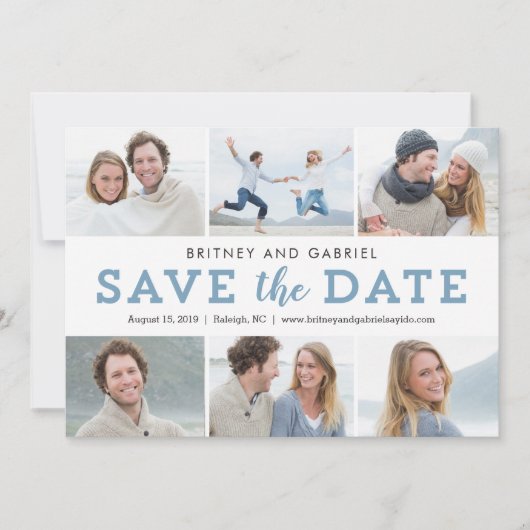 Happy Couple EDITABLE FARBE Save the Date Collage (Vorderseite)