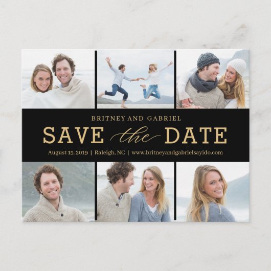 Happy Couple EDITABLE FARBE Save the Date Postcard Postkarte (Vorderseite)