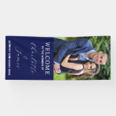 Happy Couple Foto | Blue Wedding Welcome Banner (Horizontal)