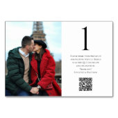 Happy Couple Foto Sharing QR Code Tischnummer (Vorderseite)
