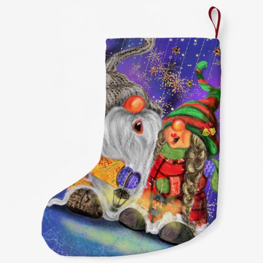 Happy Couple Gnome Weihnachts-Strumpf Kleiner Weihnachtsstrumpf (Rückseite)