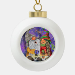 Happy Couple Gnome Weihnachtsdekoration Keramik Kugel-Ornament