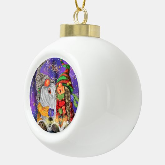 Happy Couple Gnome Weihnachtsdekoration Keramik Kugel-Ornament (Rechts)