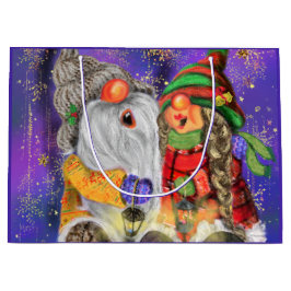 Happy Couple Gnome Weihnachtsgeschenktasche Große Geschenktüte