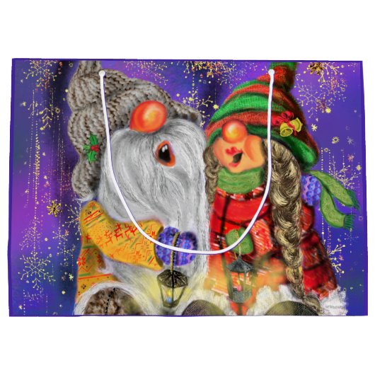 Happy Couple Gnome Weihnachtsgeschenktasche Große Geschenktüte (Rückseite)