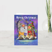 Happy Couple Gnomes Singen Weihnachtskarte (Rückseite)