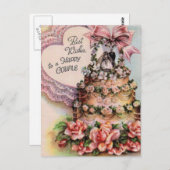 Happy Couple Wedding Cake Postkarte (Vorne/Hinten)