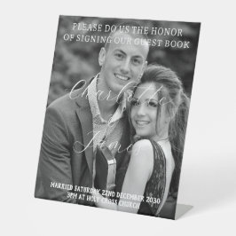 Happy Couple Wedding Guest Book Tabletop Unterzeic Sockelschild