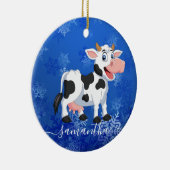 Happy Cow Blue Keramik Ornament (Rechts)