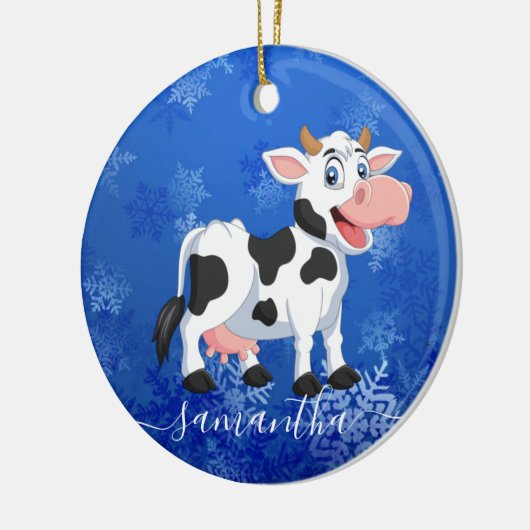 Happy Cow Blue Keramik Ornament (Links)