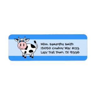 Happy Cow Blue Rücksendeadressen-Aufklebers