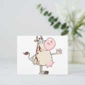 Happy Cow Cartoon Mascot Postkarte (Stehend Vorderseite)