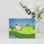 Happy Cow Golf Sport Postkarte (Stehend Vorderseite)