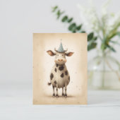 Happy Cow Illustration Postkarte (Stehend Vorderseite)