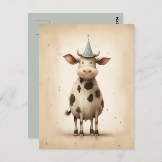 Happy Cow Illustration Postkarte (Vorne/Hinten)