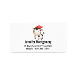 Happy Cow in einem Niedlichen Red Hat Adressaufkleber