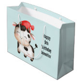 Happy Cow in einem Niedlichen Red Hat Große Geschenktüte (Rückseite Schrägansicht)