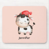 Happy Cow in einem Niedlichen Red Hat Mousepad (Vorne)
