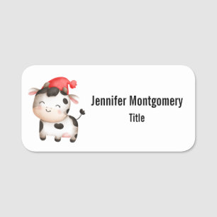 Happy Cow in einem Niedlichen Red Hat Namensschild