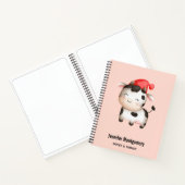 Happy Cow in einem Niedlichen Red Hat Notizblock (Innenseite)