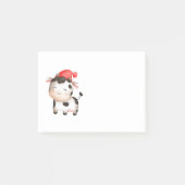 Happy Cow in einem Niedlichen Red Hat Post-it Klebezettel (Vorderseite)