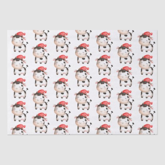 Happy Cow in einem Niedlichen Red Hat Seidenpapier (Vorderseite)