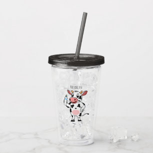 Happy Cow mit Babyflasche Cartoon Acryltrinkbecher