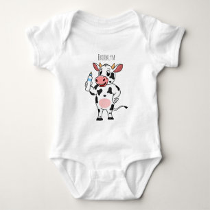 Happy Cow mit Babyflasche Cartoon Baby Strampler