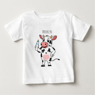 Happy Cow mit Babyflasche Cartoon Baby T-shirt