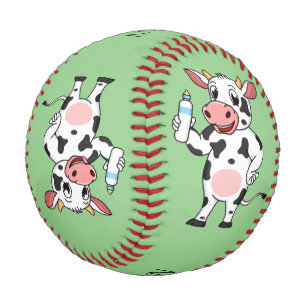 Happy Cow mit Babyflasche Cartoon Baseball