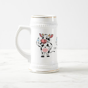 Happy Cow mit Babyflasche Cartoon Bierglas