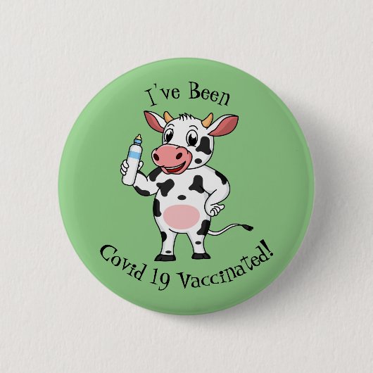 Happy Cow mit Babyflasche Cartoon Button (Vorderseite)