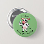 Happy Cow mit Babyflasche Cartoon Button (Vorne & Hinten)