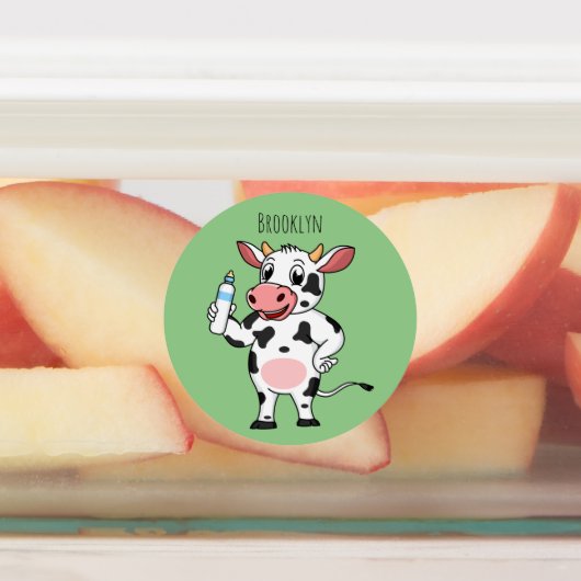 Happy Cow mit Babyflasche Cartoon Etiketten (Befestigt)