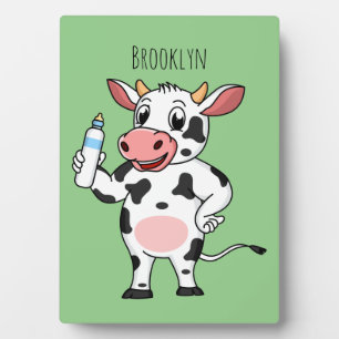 Happy Cow mit Babyflasche Cartoon Fotoplatte