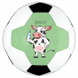 Happy Cow mit Babyflasche Cartoon Fußball