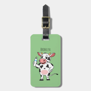 Happy Cow mit Babyflasche Cartoon Gepäckanhänger