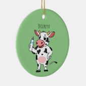 Happy Cow mit Babyflasche Cartoon Keramik Ornament (Rechts)