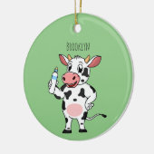Happy Cow mit Babyflasche Cartoon Keramik Ornament (Links)