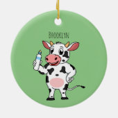 Happy Cow mit Babyflasche Cartoon Keramik Ornament (Hinten)