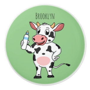 Happy Cow mit Babyflasche Cartoon Keramikknauf