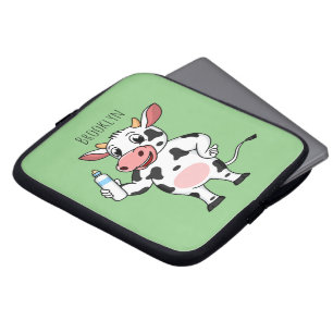 Happy Cow mit Babyflasche Cartoon Laptopschutzhülle