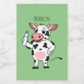 Happy Cow mit Babyflasche Cartoon Lebensmitteletikett (Einzelnes Label)