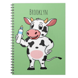Happy Cow mit Babyflasche Cartoon Notizblock