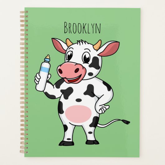 Happy Cow mit Babyflasche Cartoon Planer (Vorderseite)