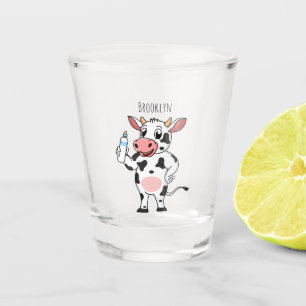 Happy Cow mit Babyflasche Cartoon Schnapsglas