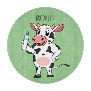Happy Cow mit Babyflasche Cartoon Schneidebrett