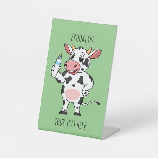 Happy Cow mit Babyflasche Cartoon Sockelschild (Vorderseite)