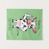 Happy Cow mit Babyflasche Cartoon Wandteppich (Vorderseite (Horizontal))